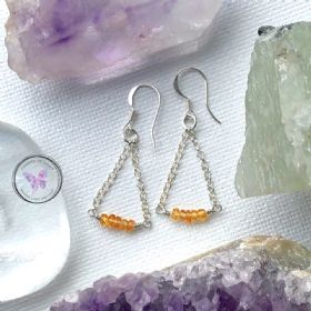 Natural Yellow Sapphire Silver Chain Earrings